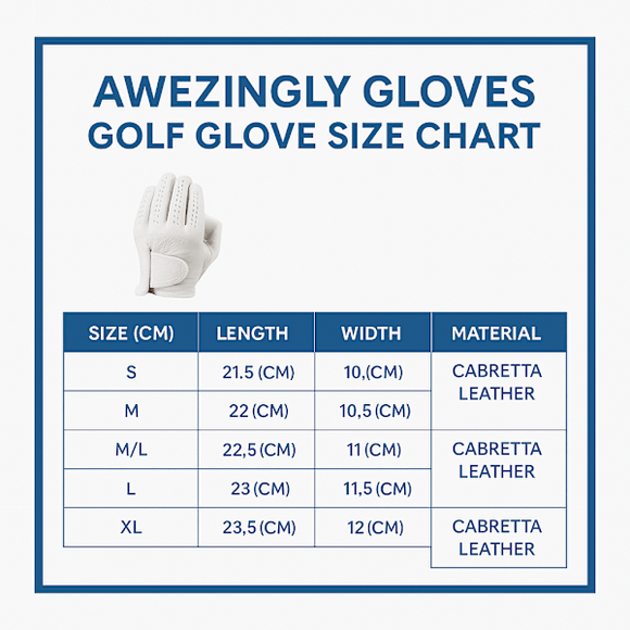 Awezingly Premium Quality Cabretta Leather Golf Glove for Men - White (M/L)