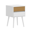 Oslo Bedside Table with 2 Drawer in White & Natural-1