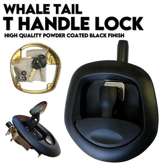 Black Whale Tail T Handle Lock Latch/Compression Lock Trailer Ute Toolbox