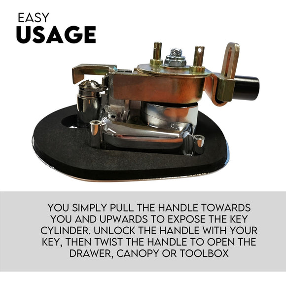 Black Whale Tail T Handle Lock Latch/Compression Lock Trailer Ute Toolbox