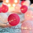1 Set of 20 LED Pink 5cm Cotton Ball Battery Powered String Lights Christmas Gift Home Wedding Party Girl Bedroom Decoration Outdoor Indoor Table-2