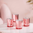 20 Pack Rose Gold Pink Votive Tealight Candle Holders Valentines Day Mercury  Wedding Decor Glass Candlestick Party Decorations Bridal Baby Shower Event-4
