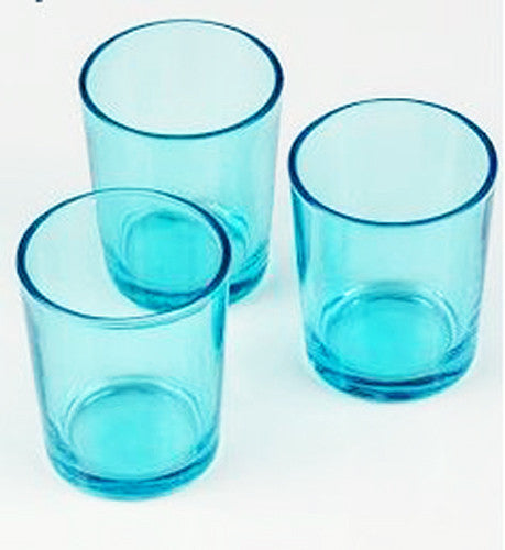 20 Pack Turquoise Glass Votive Tealight Candle Holders House Party Centerpiece Xmas Wedding Decor Glass Candlestick Party Decorations Bridal Baby Shower Event