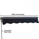 2.92m Black Fabric/Dark Grey Frame Manual Retractable Folding Arm Awning-5