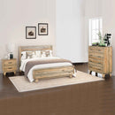 4 Pieces Bedroom Suite Double Size in Solid Wood Antique Design Light Brown Bed, Bedside Table & Tallboy-1