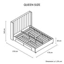 Alexa Queen Size High Rise Headboard Linen Beige Fabric Four MDF Drawers with Wheels Bed Frame-8