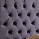King Size Bedframe Velvet Upholstery Dark Grey Colour Tufted Headboard Deep Quilting-5