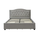 Emily Bed Frame Queen Size Velvet Fabric Grey Four MDF Drawers with Wheels-3