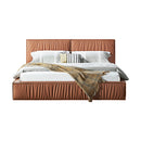 Louis Queen Bed Frame PU leather KD Slat in Wooden Legs-3