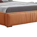 Louis Queen Bed Frame PU leather KD Slat in Wooden Legs-5