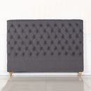 Bed Head King Size French Provincial Headboard Upholsterd Fabric Charcoal-1