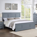 King Bed Frame in Solid Wood with Slats Support in Grey colour-1