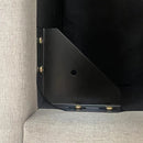 Veronica Bed Frame Double Size Winged Grey Linen Fabric Seam Grid Pattern with gas lift plywood metal structure-5