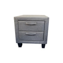 Bedside Table 2 drawers Night Stand Upholstery Fabric Storage in Light Grey Colour-1