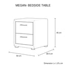 Bedside Table 2 drawers Night Stand Upholstery Fabric Storage in Light Grey Colour-6