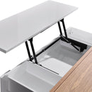 Coffee Table High Gloss Finish Lift Up Top MDF White Ash Colour Interior Storage-2