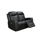 2 Seater Electric Leather/PVC Black Recliner-2