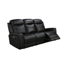 3 Seater Electric Leather/PVC Black Recliner-2