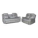 3-2 Seater Finest Grey Fabric Recliner Sofa Sturdy Construction Metal Mechanism-2