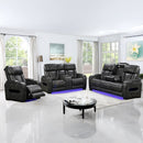 3-2-1 Seater Electric Air Leather Dark Grey Recliner Set-1