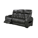 3-2 Seater Electric Air Leather Dark Grey Recliner Set-3