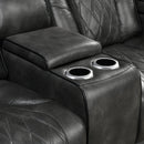 3-2 Seater Electric Air Leather Dark Grey Recliner Set-5