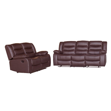 3+2 Seater Recliner Sofa In Faux Leather Lounge Couch in Brown - 0