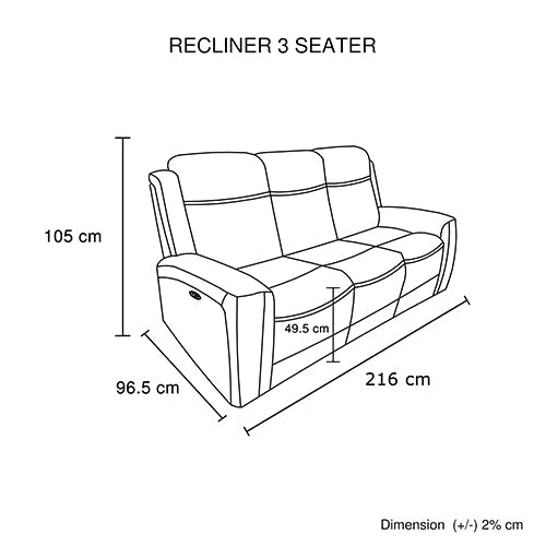 3-1-1 Seater Electric Leather/PVC Black Recliner Set