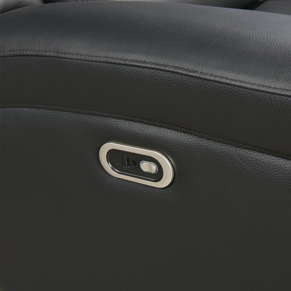 3-2 Seater Electric Leather/PVC Black Recliner Set