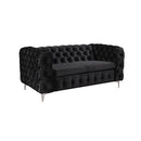 3+2+1 Seater Sofa Classic Button Tufted Lounge in Black Velvet Fabric with Metal Legs-3
