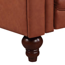 2 Seater 3 Seater Brown Sofa Lounge Set Button Tufted in Faux Leather-4