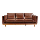 3+2Seater Sofa Brown Leather Lounge Set for Living Room Couch with Wooden Frame-3
