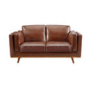 3+2Seater Sofa Brown Leather Lounge Set for Living Room Couch with Wooden Frame-4