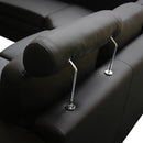 Lounge Set Luxurious 6 Seater Faux Leather Corner Sofa Living Room Couch in Black with 2x Ottomans-4