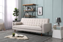 Sofa Bed 3 Seater Button Tufted Lounge Set for Living Room Couch in Fabric Beige Colour-1