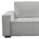 Reno 3 Seater Sofa Beige Colour Fabric Upholstery Wooden Structure Knock Down Feature In Back & Arms-4