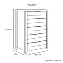 Tallboy with 5 Storage Drawers Natural Wood like MDF in White Ash Colour-5
