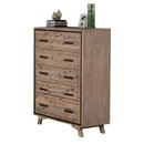Tallboy with 5 Storage Drawers Solid Acacia Wooden Frame in Silver Brush Colour-2