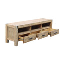 TV Cabinet with 3 Storage Drawers with Shelf Solid Acacia Wooden Frame Entertainment Unit in Oak Colour-2