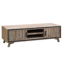 TV Cabinet with 2 Storage Drawers Cabinet Solid Acacia Wooden Entertainment Unit in Sliver Bruch Colour-1