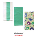 Home Oasis Set of 3 Printed Cotton Rich Tea Towels 50 x 70 cm Birdie Mint-2
