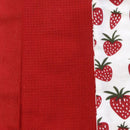 Home Oasis Set of 3 Printed Cotton Rich Tea Towels 50 x 70 cm Strawberry Red-3