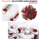 Ashdene Set of 4 Poinsettia 100% Cotton Napkins 45 x 45 cm-2