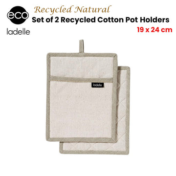 Ladelle Eco Recycled Natural Set of 2 Pot Holders 19 x 24 cm - 0