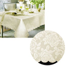 Jacquard Damask Design with Scalloped Edging Table Cloth Cream 150 x 220 cm-1