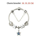Women Silver Plated Bracelet Snake Chain with Classic Bead Barrel Clasp and Blue Star Pendant(19cm)-4