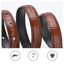 Genuine leather with Crocodile pattern pin buckle thin belt jeans belt for women (Black)-4