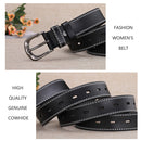 Classic Leather Belts for Women, Joyreap Genuine Leather Womens Belts Alloy Pin Buckle (Black)-3