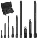 9Pcs Extension Bar Set 1/4" 3/8" 1/2" Black Drive Socket Auto Repairing-1