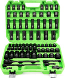 SWANLAKE 1/2" Drive Impact Socket Set, 66-Piece Standard SAE (3/8"-1-1/4") and Metric (8-24mm) Size, 6 Point, Cr-V, 1/2-Inch Drive Ratchet Handle, Drive Extension Bar, Impact Universal Joint-1